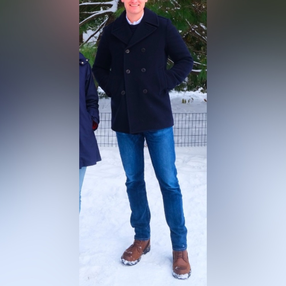 Polo Ralph Lauren Polo Wool-Blend Melton Peacoat Jacket Men’s 42L Navy Blue - Picture 3 of 14